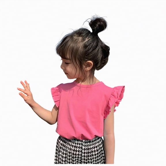Gubotare Toddler Girl Clothes Girls Toddlers Short Sleeve Shirts Kids Crewneck Soft Summer Tops Girls Basic Short Sleeve Tee 4T 5T (Hot Pink,4-5 Years)