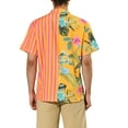 thumbnail image 3 of Lars Amadeus Men's Floral Stripes Patchwork Button Down Summer Printed Shirts, 3 of 6