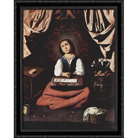 The Young Virgin 28x34 Large Black Ornate Wood Framed Canvas Art by Francisco de Zurbaran