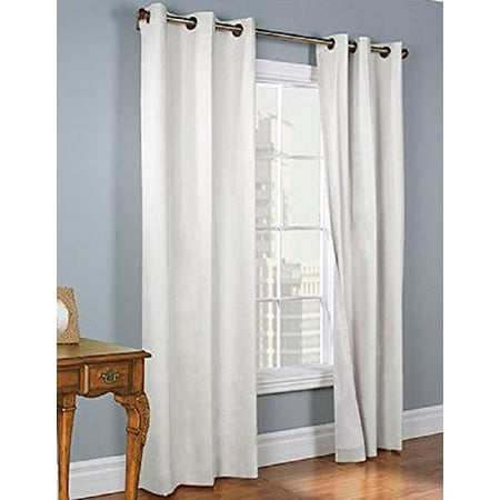 (#92) Hotel Quality Grommet Top, Microfiber (Cotton Touch) 1 Panel White Solid Thermal Foam Lined Blackout Heavy Thick Window Curtain Drapes Bronze Grommets 84