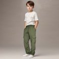 thumbnail image 4 of Xinlfly Boy's Casual Cargo Pants Sweatpants with Pockets- Baggy Drawstring Solid Color Wide Leg Pants, 4 of 7