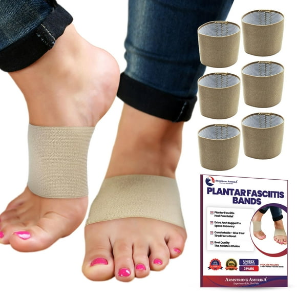 Arch Supports for Plantar Fasciitis Relief | Compression Sleeve Foot Brace For Heel Pain, Bone Spurs, Flat Feet, High Arches | Copper Infused Arch Support Bands for Women & Men Over Socks Fit Most