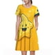 thumbnail image 1 of Easygdp Happy Cartoon Star para Vestido Transpirable de Mujer, Vestido Suelto de Manga Corta con Pliegues y Bolsillos para el Verano, 1 of 6