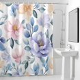 thumbnail image 4 of Pink Purple Flower Fabric Shower Curtain Watercolor Spring Washable Shower Curtains for Bathroom, Waterproof Bath Curtain with Hooks Home Decor 72x72in, 4 of 8