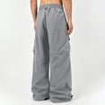 thumbnail image 5 of cllios Men's Parachute Cargo Pants with Adjustable Ankle Drawstring Wide Leg Drawstring Waist Loose Utility Trousers s-xl, 5 of 7