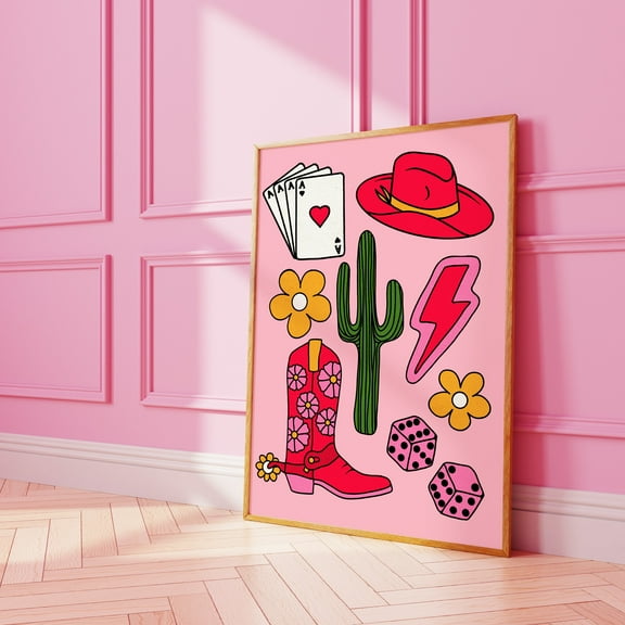 Coastal Cowgirl, Rodeo Poster, Preppy Wall Art, Cowgirl Poster, Disco Cowgirl Print, Western Style Decor,Dining Room Decor, Bedroom Art, Wall Decor Living Room, Art Decor, Frameless 8x10inch