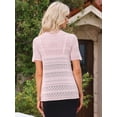 thumbnail image 3 of DARING DIVA Women's Short Sleeve Crochet Open Front Knit Cardigan Shrugs XS Light Pink, 3 of 6