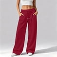 thumbnail image 2 of Resicozy Wide Leg Sweatpants Women Elastic Drawstring Waist Baggy Jogger Yoga Sweatpant with Pockets Red L, 2 of 6