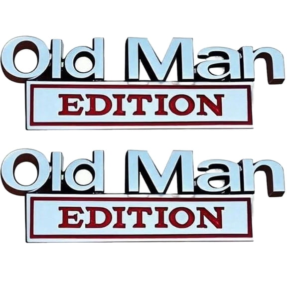 2PCS Old Man Edition Car Stickers Car Emblem 3D Metal Sticker Badge Old Man Edition Car Stickers Emblem Metal Badge Bumper Decals for Car, Truck, SUV