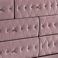 thumbnail image 4 of Benjara Zoha 59 Inch Wide Dresser Chest, 7 Drawer, Solid Wood, Pink Upholstery, 4 of 5
