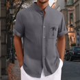 thumbnail image 2 of Yiaimeir Men'S Casual Loose Fitting Short Sleeved Printed Shirt Fashion Standing Collar Top，Size M-3XL, 2 of 4