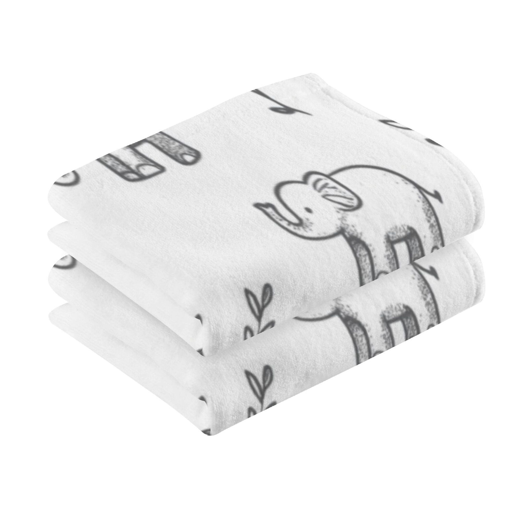 Cotton Towel Two-Piece 16x28 Inch One Sizex2 Face Towel Set Towel Set Cotton Hand Bath Towel Bathroom Beach Cute White Cartoon Elephant