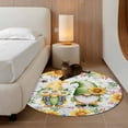 thumbnail image 3 of Round Area Rug 4 Ft, Sunflowers Washable Non-Slip Circle Carpet for Living Room/Bedroom, Spring Flowers Gnomes Hydrangea Daisy Wood Low-Profile Crawling Mats Collection Rugs for Indoor, 3 of 7