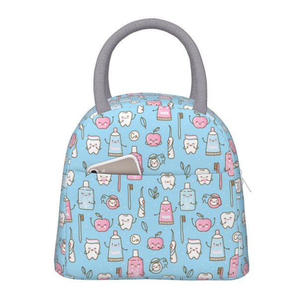 Balery Funny Cute Teeth Bolsa de Almuerzo para Mujeres, Caja de Almuerzo, Bolsa de Almuerzo Pequeña Impermeable, Tote de Almuerzo Reutilizable con Gran Capacidad