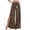 Leopard Print, variant on Women's Printed Wide Leg Straight Pants with Lace-Up Detail & Side Slit, Casual Flowy Trousers for Bohemian Style, Lightweight Fabric,Blue S