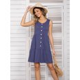 thumbnail image 3 of CALIPESSA Womens Summer Purple Button Front Tiered Layer Ruffle Tank Dress Casual Loose Scoop Neck Sleeveless A Line Dress, 3 of 5