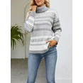 thumbnail image 4 of Women's Geometric Print Sweaters Long Sleeve Turtleneck Oversized Pullovers Casual Knit Tops, 4 of 7