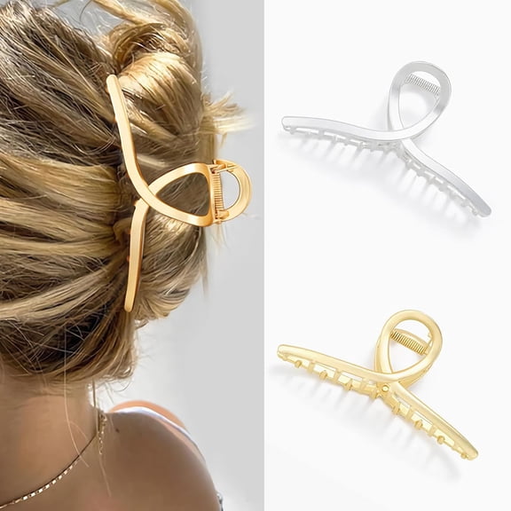 2 Pcs Gold Silver Hair Clips Large Metal Claw Clips for Thick Hair Non-Slip Strong Hold Hair Clips for Women