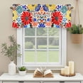 thumbnail image 3 of Abstract Red Yellow Flowers Window Valance Curtain Hand Drawn Floral Rod Pocket Short Curtain for Living Room, Bedroom & Kitchen Window Decor 42x18in, 3 of 8