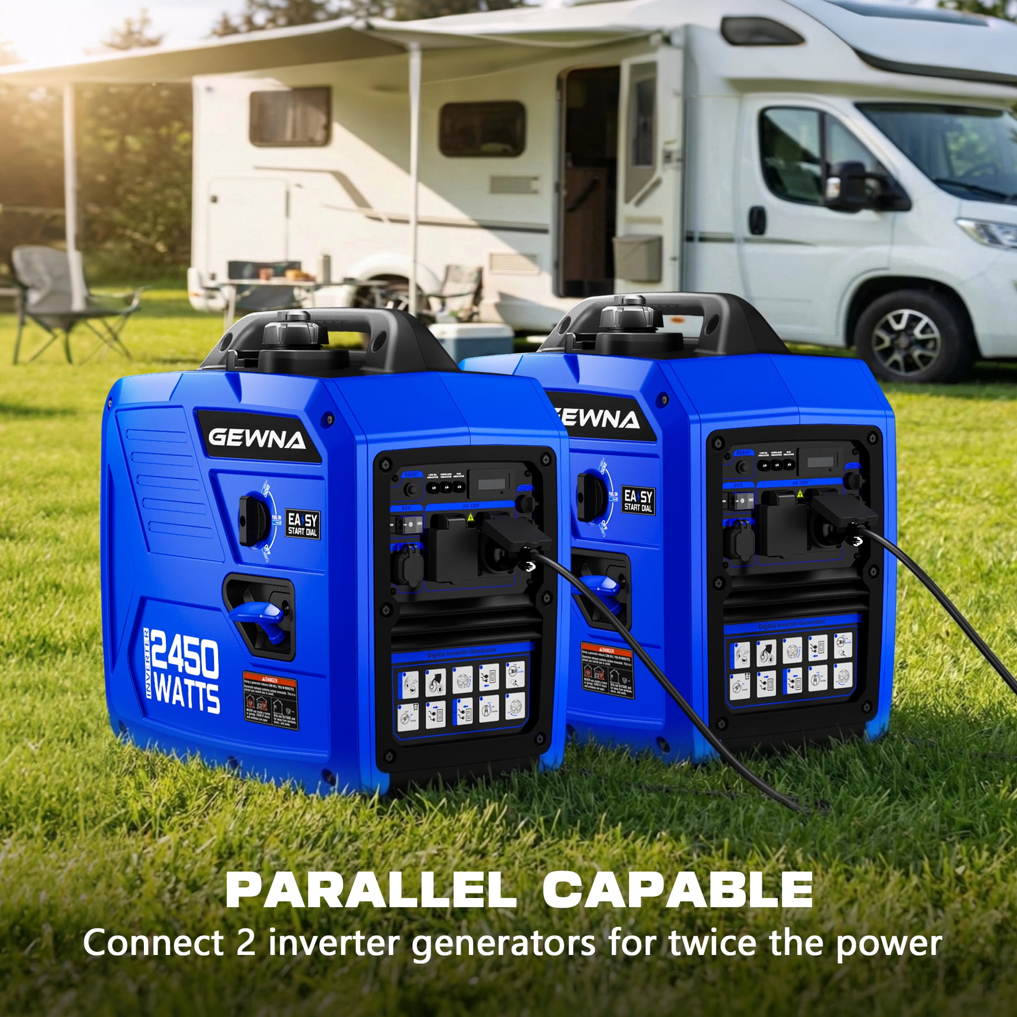 2450-Watt 120V Gas Powered Portable Fuel Inverter Generator Included 1.6 Gallon Large Fuel Tank Super Quiet