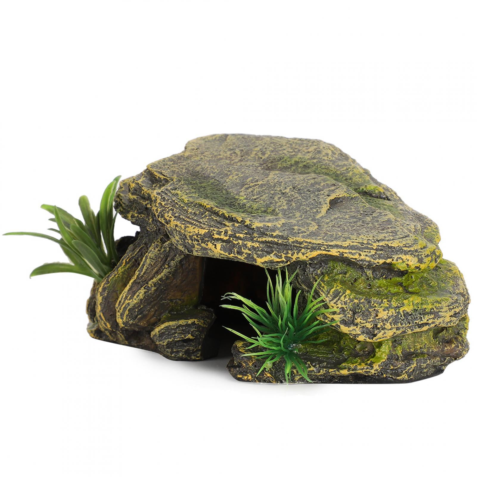 BIMZUC Turtle Reptile Habitat Hiding Cave Vivid Safe Shelter for Aquarium Fish Tank, 6.3 in / 16 cm