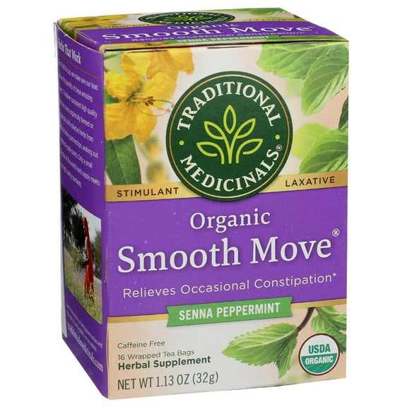 Traditional Medicinals Organic Peppermint Smooth Move Stimulant Laxative Tea Bags - 16 ct