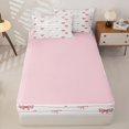 thumbnail image 4 of Homewish Kawaii Red Bowknot Zipper Full Size Comforter Sets with Fitted Sheet and 2 Pillowcases For Girls,Cute Bows Kawaii Stars Zipper Bedding Set,Reversible,4 Pieces, 4 of 7