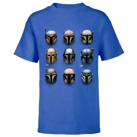 Star Wars The Mandalorian Battle Worn Helmets - Short Sleeve T-Shirt for Kids - Customized-Royal