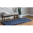 thumbnail image 2 of Unique Loom Rabat Shag Geometric Design Rug 2' 7 x 6' Runner Navy Blue/Ivory, 2 of 4