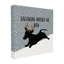 The Stupell Home Decor Collection Delightful Holiday Dachshund Through The Snow Silhouette XL Stretched Canvas Wall Art, 30 x 1.5 x 30