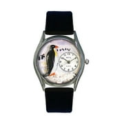 Penguin Black Leather And Silvertone Watch