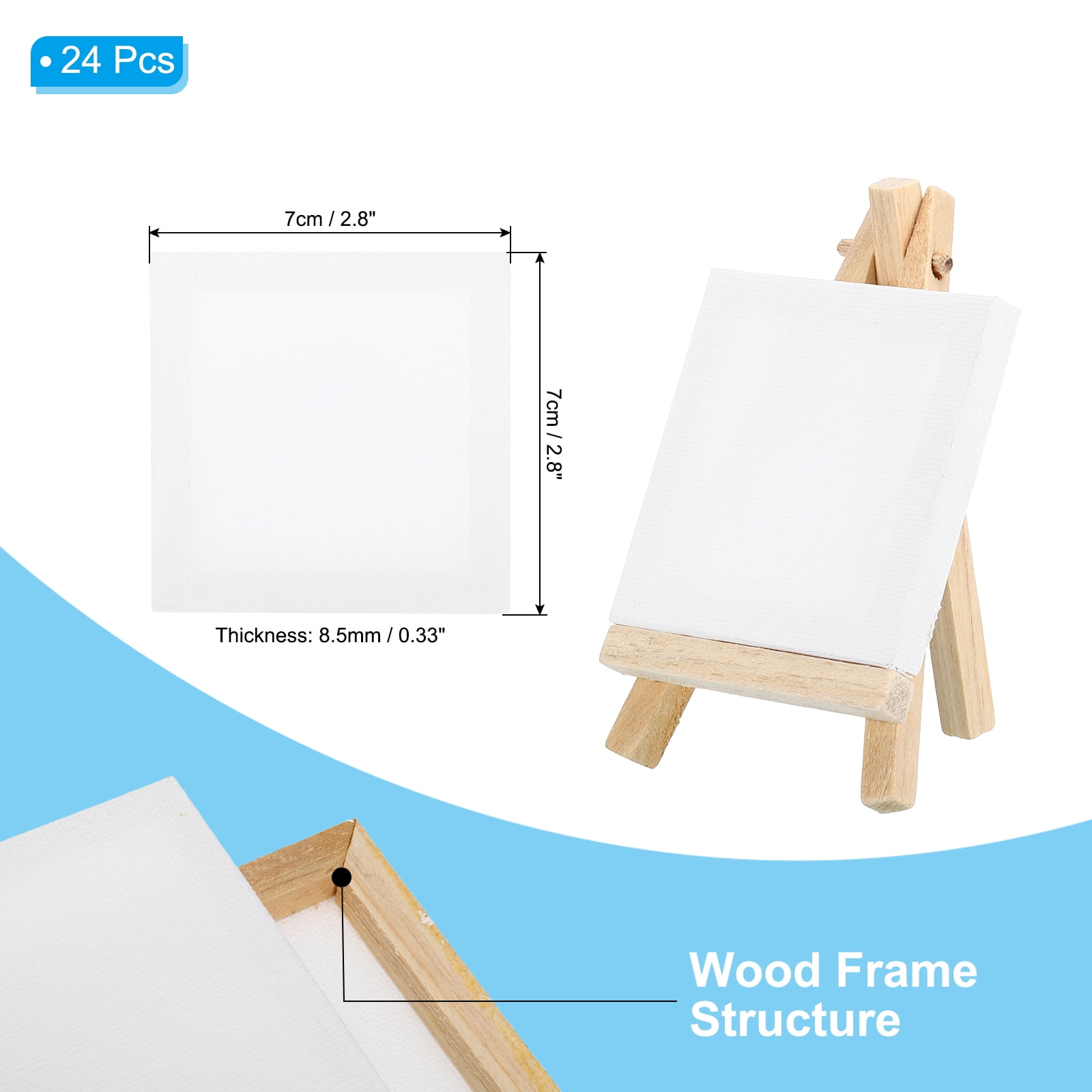 Unique Bargains 2.8"x2.8" Canvas Boards for Painting Cotton Wood Frame Square Canvas Panel