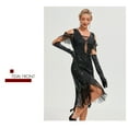 thumbnail image 4 of 1920s Vintage Dress Summer Fringe Beaded Great Gatsby Flapper Evening Dress Party Cocktail Prom,XL,Black, 4 of 10