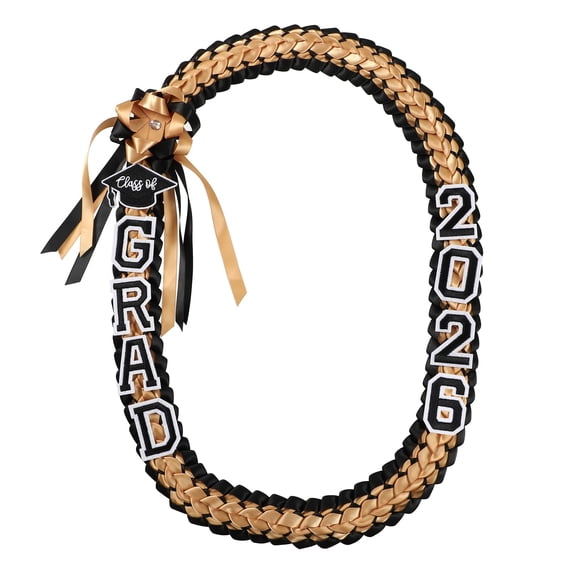 2026 Graduation Leis for Him HerLeis Handmade Ribbon Lei Double Braided Ribbon Necklace with GradLetters,47.2Inch.