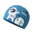thumbnail image 2 of Gorro de baño para niños, impermeable, elástico, con protección para los oídos, flexible, para ducha y baño, ideal para hacer esnórquel, deportes Azul, 2 of 8