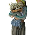 thumbnail image 1 of Coduop Women's Crochet Knitted Long Sleeve Crop Shrug Shirt Hollow Out Super Crop Tops, 1 of 7