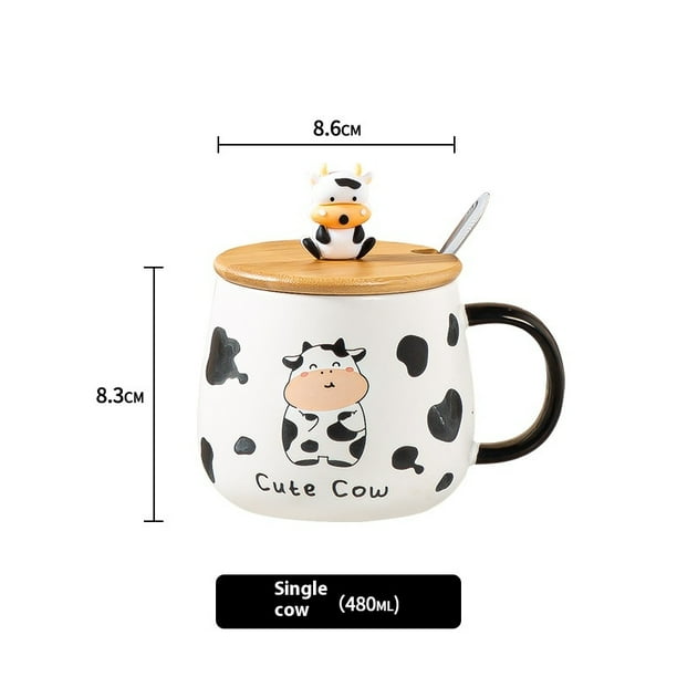 Taza de vaca bonita YONGSHENG taza Kawaii TAZAS de café de vaca con tapa y cuchara 400ml
