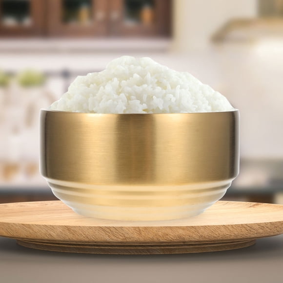SWETRACE 1 Set of Korean Steel Rice Bowl Golden Round Serving Rice for Families