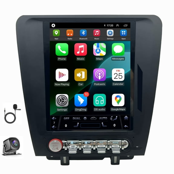 For Ford Mustang 2010-2014 Car Radio Stereo Radio GPS Navigation Wireless Android Auto CarPlay Vertical Screen Tesla Style with DSP 8 Core Android 14 in Dash