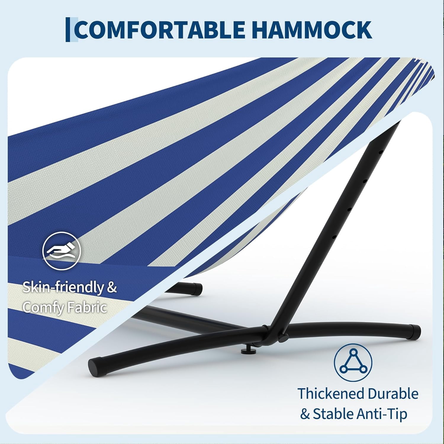 IdealHouse 2 Person Hammocks with Stand for Outside, Double Hammocks Portable Space Saving Heavy-Duty Steel Stand for Indoor Outdoor Patio with Carrying Bag, 450 lbs Capacity