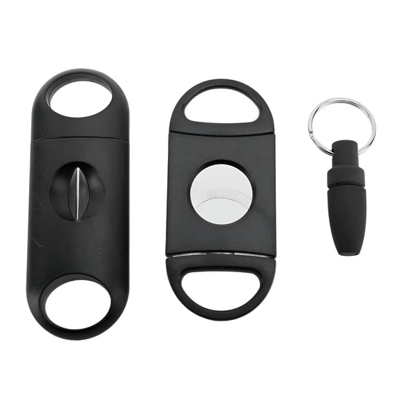 FACEGA Cigar Cutter Set V Cut Cigar Punch Portable Cigar Hole Opener Sharp Blades Stainless Steel Plastic Black