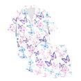 thumbnail image 3 of Toddler Satin Pajamas For Girls Butterfly Printed Button Down Solid Tops T Shirt Shorts 2PCS Summer Toddler Girl Sleepwear Pajamas Girls 4-5T, 3 of 3