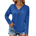 thumbnail image 2 of Lixiuxyad Women T-Shirt Women's Casual Long Sleeve Crew Neck T Shirt Basic Solid Color Top For Everyday Wear Comfortable Relaxed Fit Tee,Blue, 2 of 6