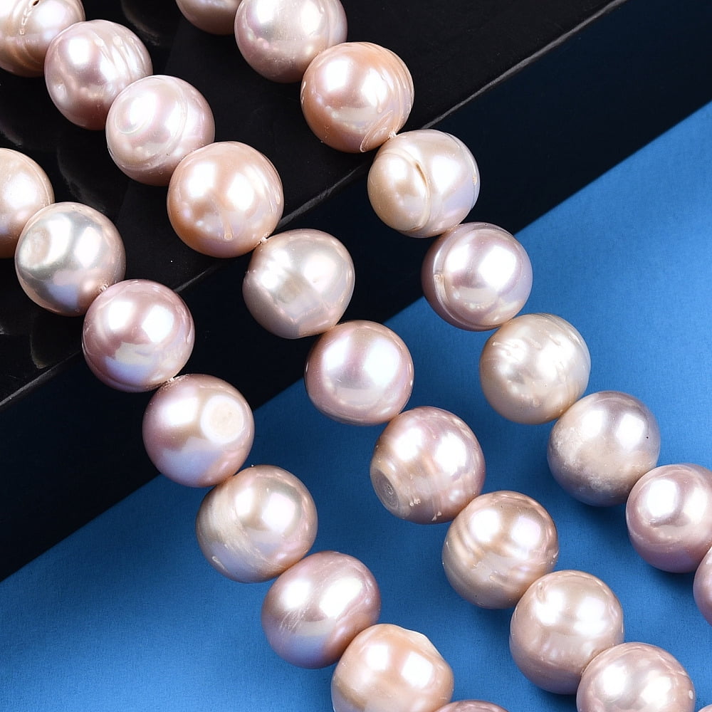 Natural Cultured Freshwater Pearl Beads Strands Potato Misty Rose 10.5~12x9.5~12.5mm Hole: 0.6mm about 32~33pcs/strand 13.78~13.98 inch(35~35.5cm)