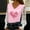 Pink, variant on Blmnix Pullover Womens Blouses Dressy Valentine Lace Outfit Long Sleeve Pink V-Neck Plus Size Christmas Shirts