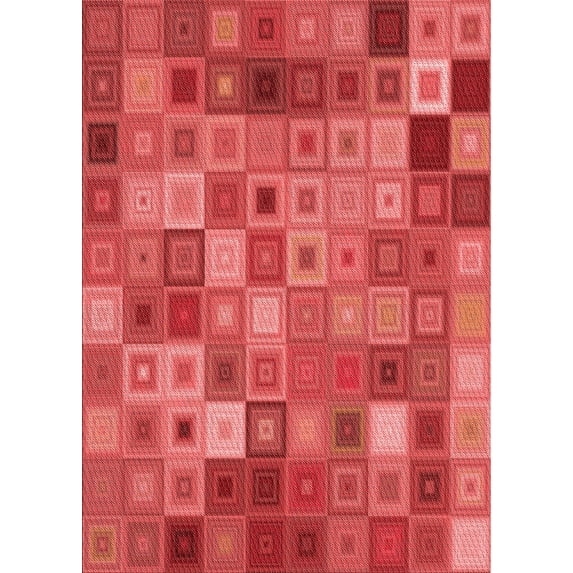Ahgly Company Indoor Rectangle Patterned Ferrari Red Area Rugs, 5' x 7'