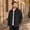 Black, variant on Fengqque Men's Long Sleeve Vintage Washed Denim Jacket, Lapel Collar Button Down Loose Fit Coat with Chest Pocket White XL
