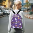 thumbnail image 7 of FORMRS Mini Backpack Purse for Women Quilted Travel Daypack Casual Shoulder Bag, Halloween Purple Ghosts, 7 of 7