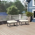thumbnail image 4 of May in Color 2 Pieces Aluminum Outdoor Patio Ottoman Set, Outdoor Foot Stools with Thick Cushion, Small Seat Furniture for Porch Balcony Backyard, Beige, 4 of 6