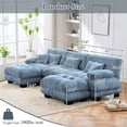 thumbnail image 5 of FFH Cloud Sofa Sectional, 133.8" Oversized 3 Seater Sofa for Living Room, Modern U Shaped Sofa with Deep Seat (Chenille Blue, 3 Seater with 2 Ottomans), 5 of 11